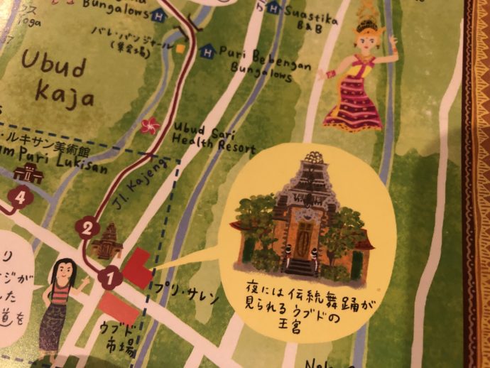 ウブド楽園の散歩道のイラスト地図