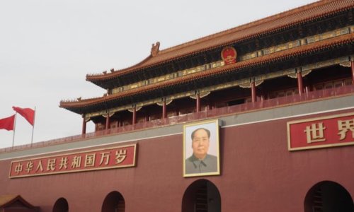 天安門広場の毛沢東の写真