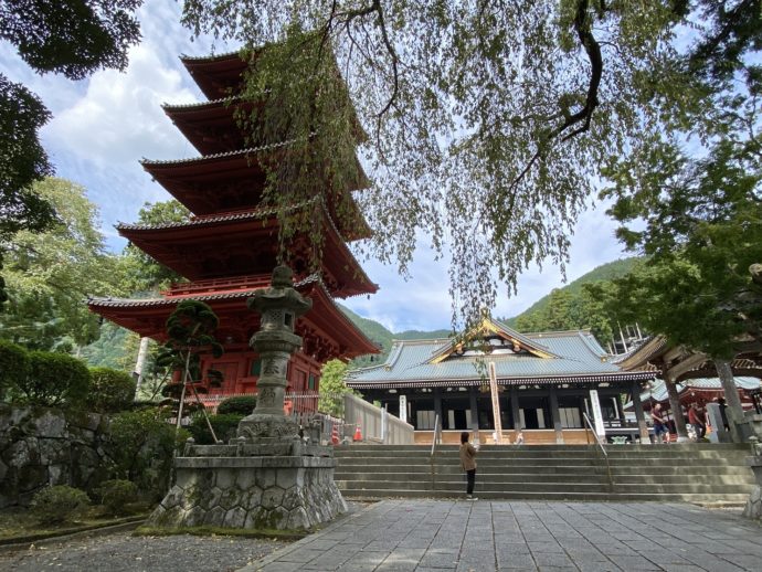 久遠寺の五重塔と境内