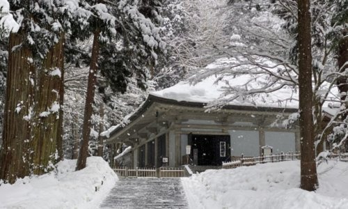 雪の中尊寺金色堂