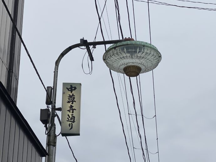 中尊寺通りの街灯