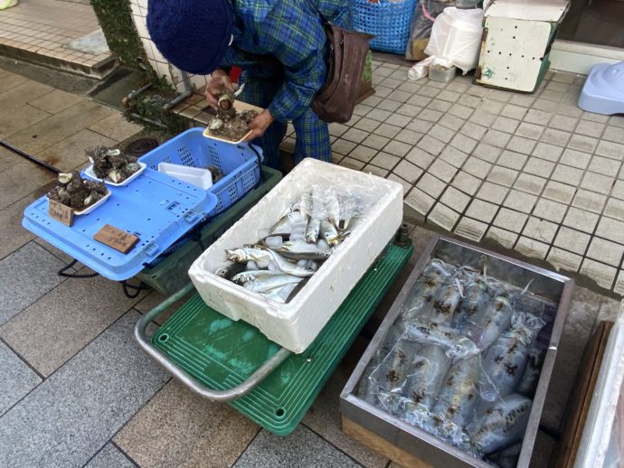 呼子朝市で売られている海鮮