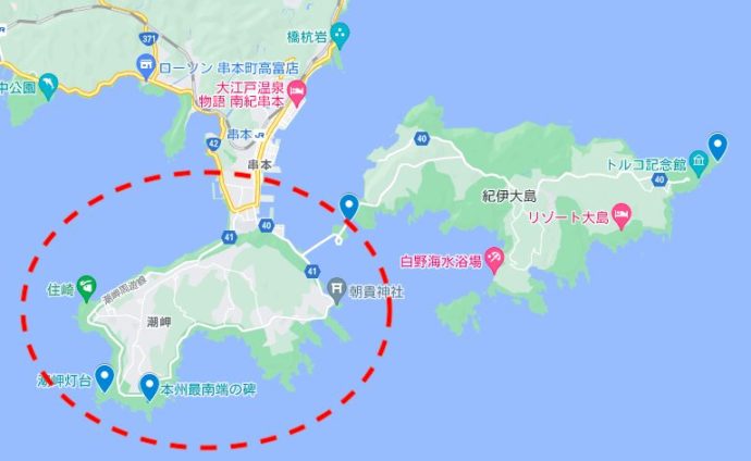 串本マップ潮岬の位置