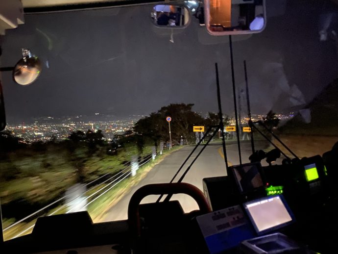 バスから見た函館の夜景