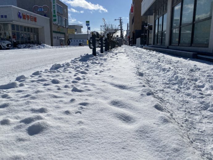 雪の積もる歩道
