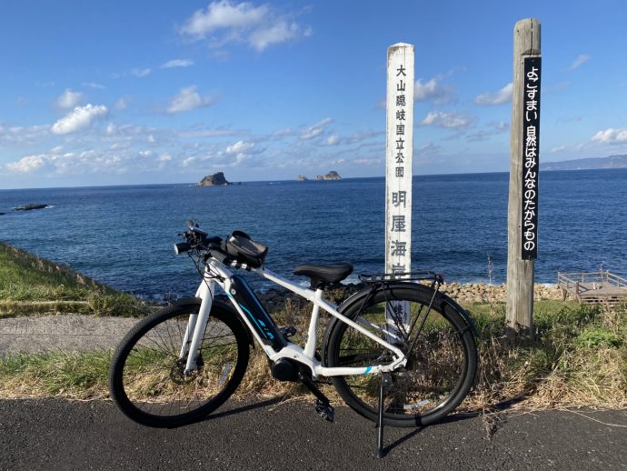 明屋海岸と自転車