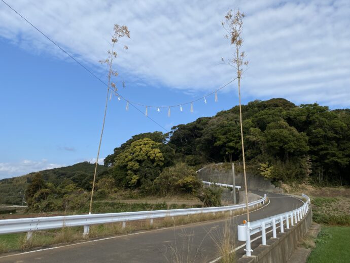 笹の葉が飾られた道