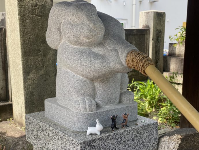 三輪神社の手水舎のうさぎ