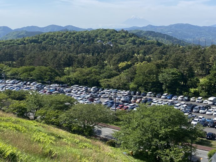 大室山リフトから見える駐車場