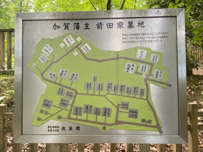 前田家墓所の案内マップ