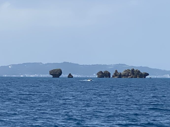 高速船から眺める岩岩