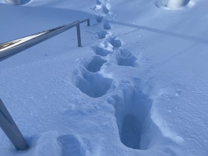 雪の深い足跡