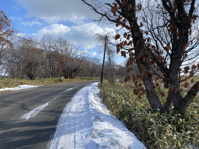 登別の雪が残る道路