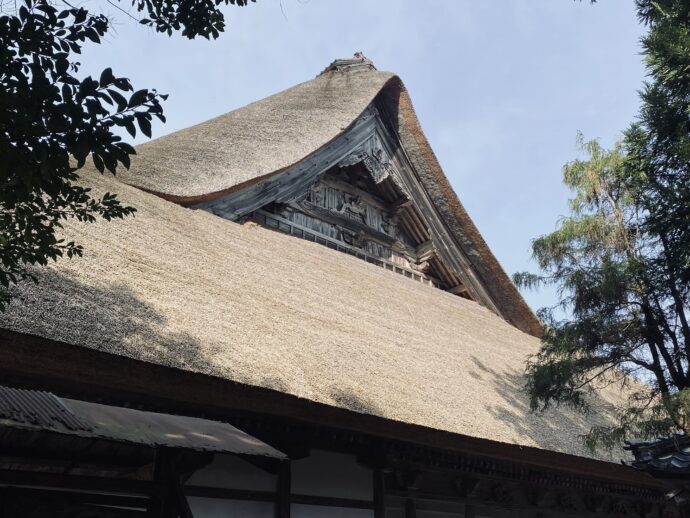 阿岸本誓寺の茅葺き屋根