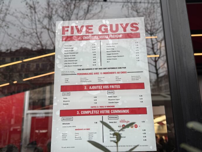 FIVE GUYSのメニュー