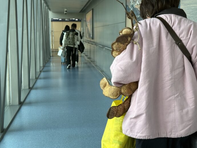 キノコを持つ女性