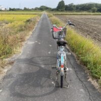 田んぼのなかの電動自転車