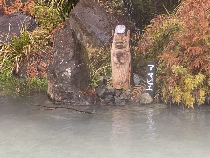 温泉につかるアマビエ