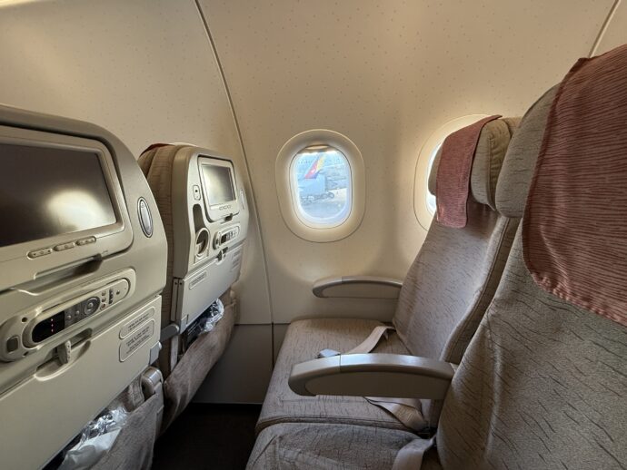 アシアナ航空の車内