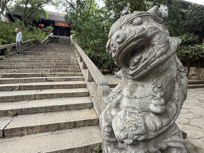 五十三参台阶の石獅