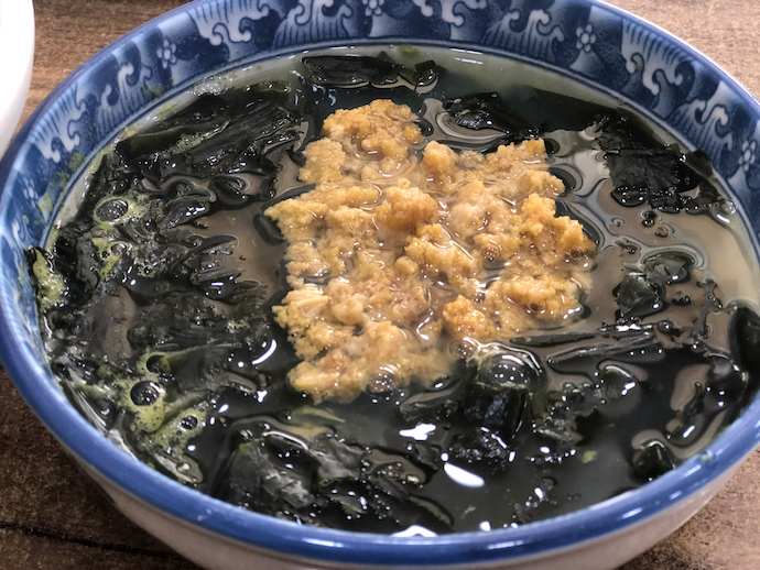 生あわびとウニのスープ