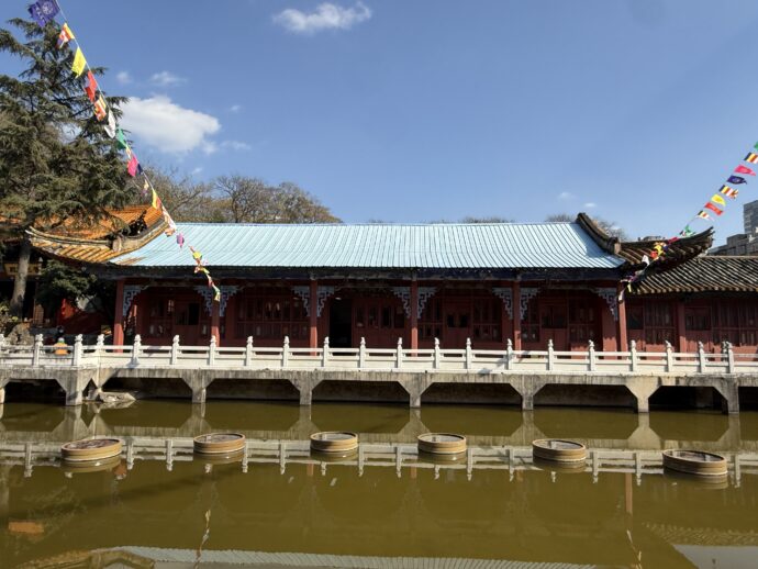 八角亭から見える対岸の建物
