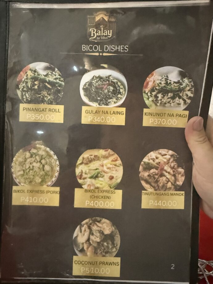 Balay sa Bikolのメニュー