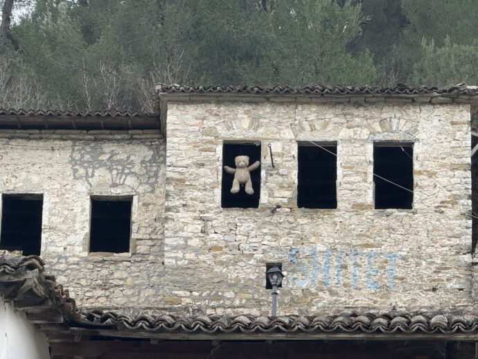 建物のなかのクマ