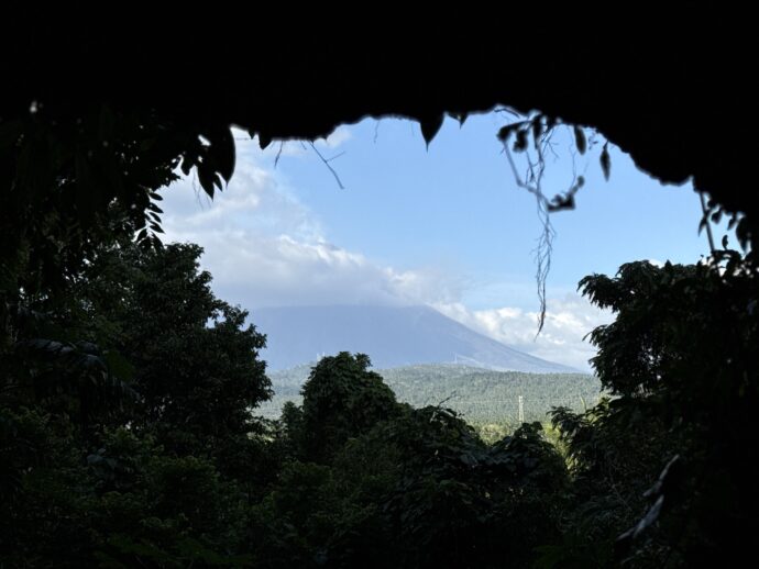 隙間から見えるマヨン火山