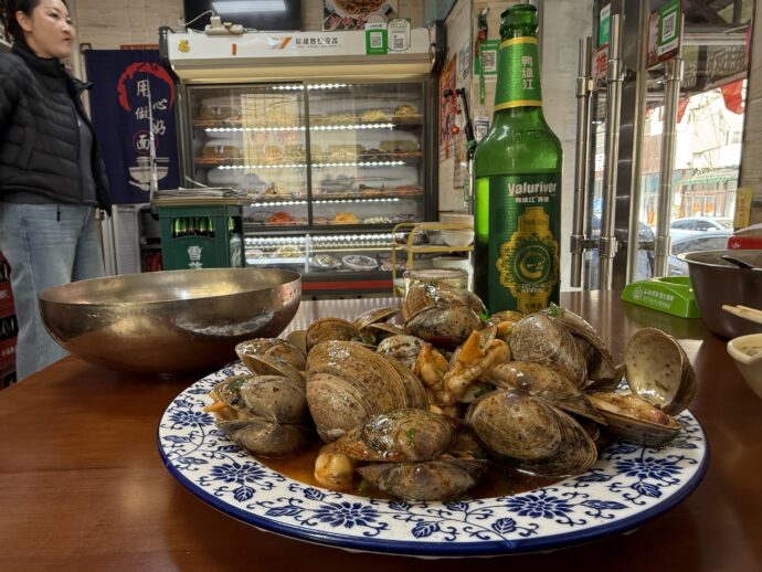 辣炒黄蜆子とビール